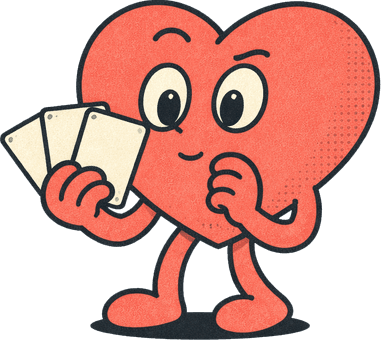 爱 mascot — holding flashcards