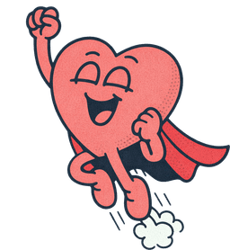 爱 mascot — flying hero pose